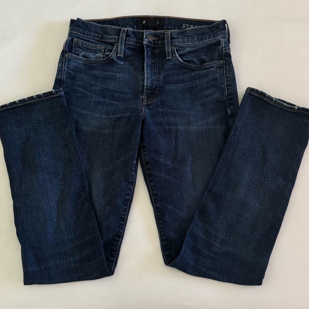 Madewell jeans size 30/32.  Worn only a couple of times. Dark navy.  EUC.